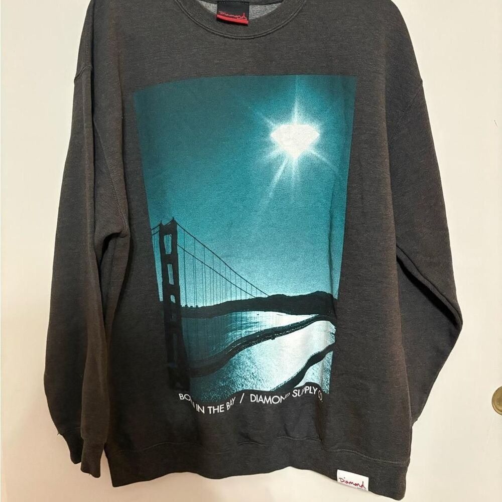 Diamond-supply-co Men's Grey and Blue Jumper